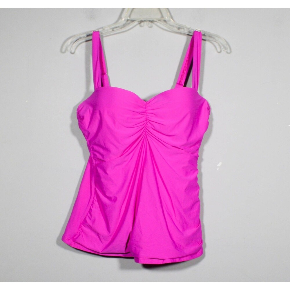 Athena Magenta Pink Ruched Tankini Swimsuit Top Style #AT46256D Size 36D